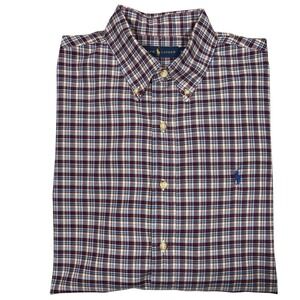 Ralph‎ Lauren Shirt Mens Large Plaid Lightweight Cotton Button Down Long Sleeve